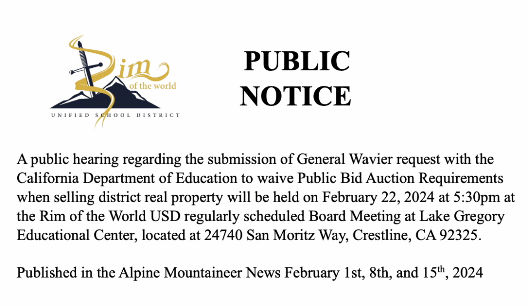 Rim USD public hearing notice February 2024.